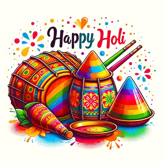 happy holi wish poster and banner festival of colors illustration
