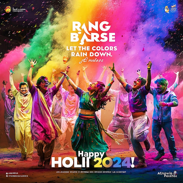 Happy Holi wonderful poster banner design