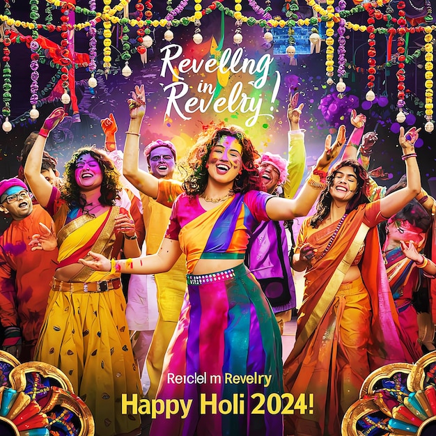 Happy Holi wonderful poster banner design