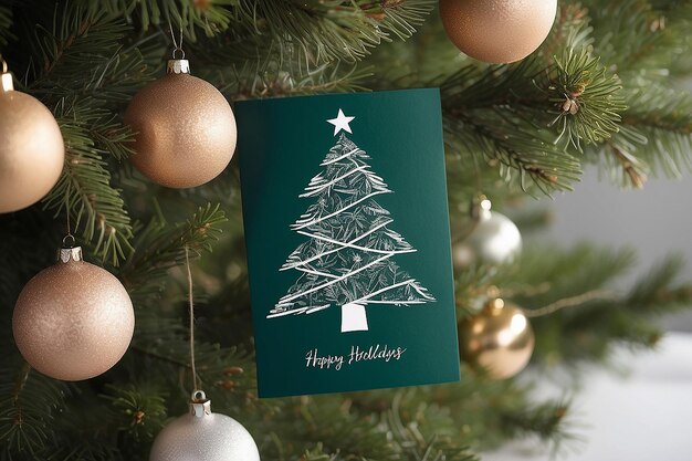 Happy holidays card in a christmas tree