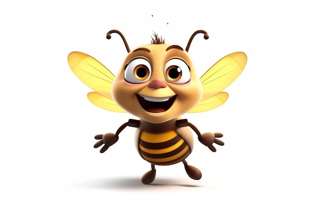 Happy Honey Bee Cartoon transparant geïsoleerd karakter AI