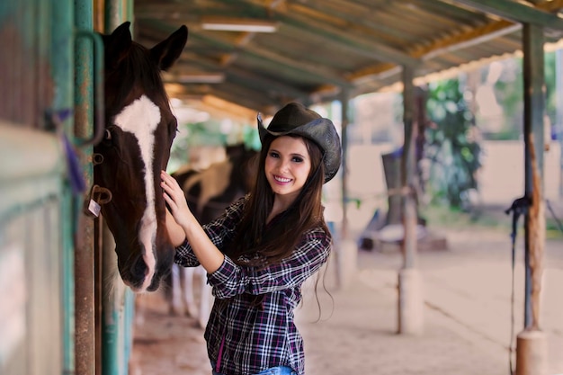 Happy horse rider at ranch