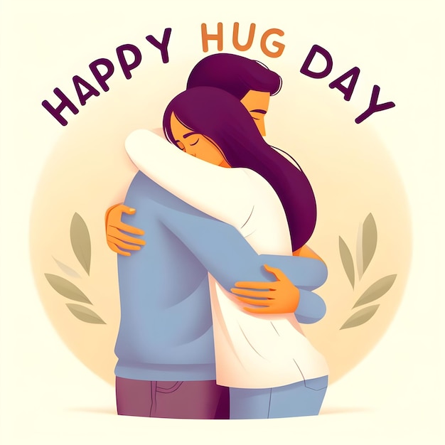 Foto happy hug day con una coppia che si abbraccia illustrazione vettoriale