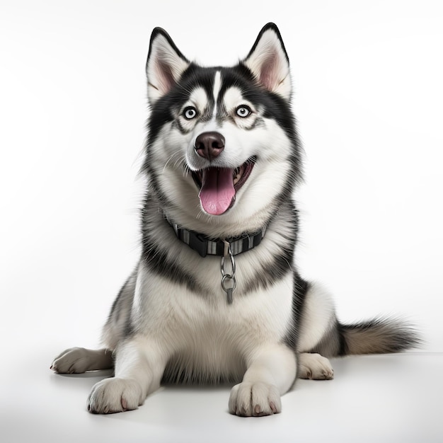 happy husky dog isolated on a white background