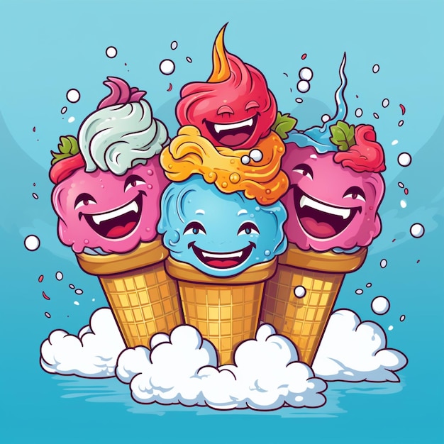 happy ice cream illustration