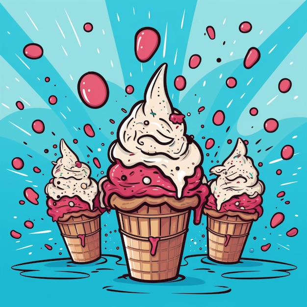 Photo happy ice cream illustration
