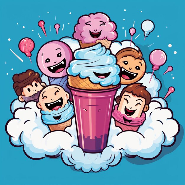 happy ice cream illustration