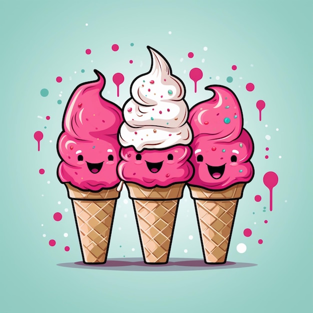 Photo happy ice cream illustration