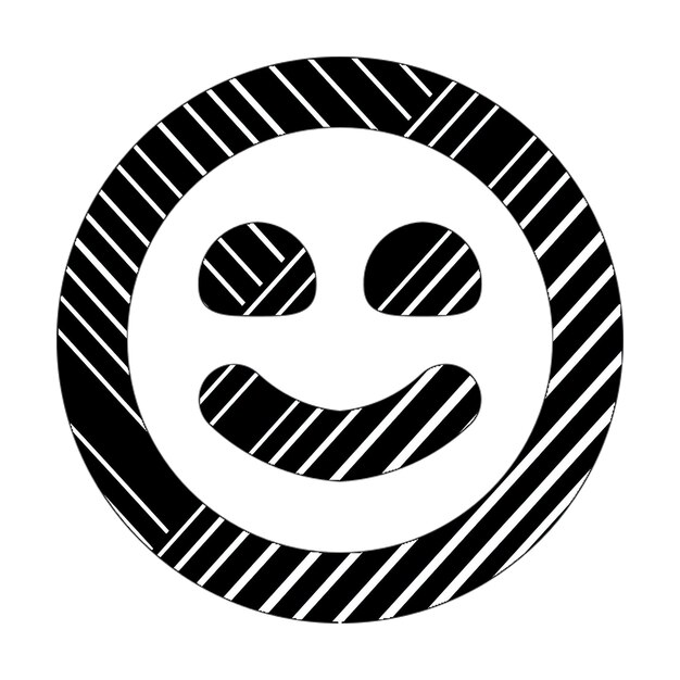 happy icon black white diagonal lines