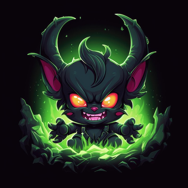 Happy Illidan Stormrage A Cheerful Minimalistic Children's Illustration in Colorful Cartoon Style o