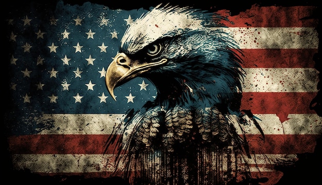 Happy Independence day 4th July holiday bald eagle as the emblem of the United States of America