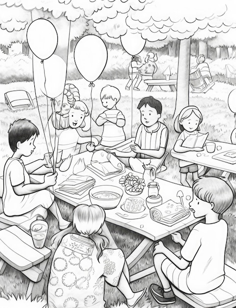 Happy independence day of america kids coloring page simple black and white no shading white background