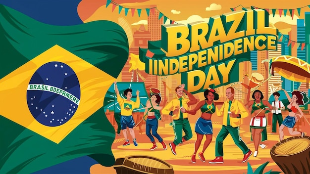 happy independence day brazil 7th September poster design vector illustration