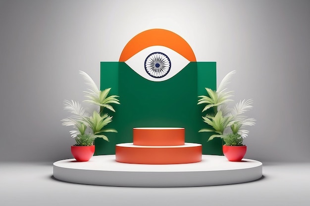 Photo happy independence day of india or republic day podium display decoration background copy space text 3d rendering illustration