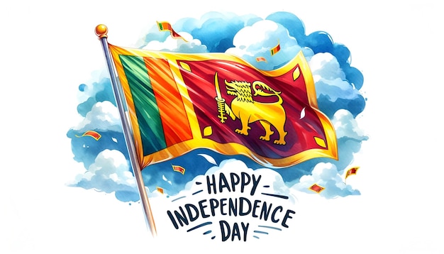 Happy independence day sri lanka watercolor illustration