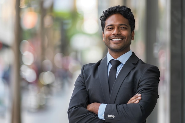 Happy indian business man in suit