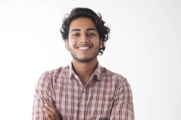 Happy Indian businessman in elegant attire with crossed arms