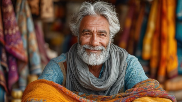 Happy Indian cloth merchant