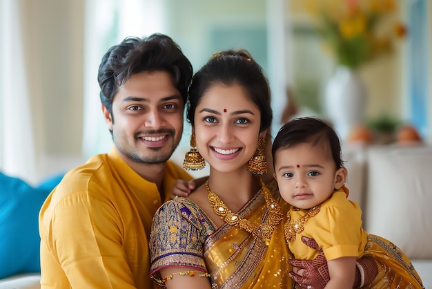 Photo happy indian family together