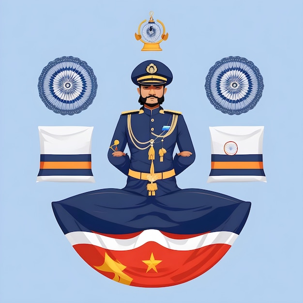 Happy Indian Navy Day celebration Drawing Illustration With Flag Stock Image AI generate Image