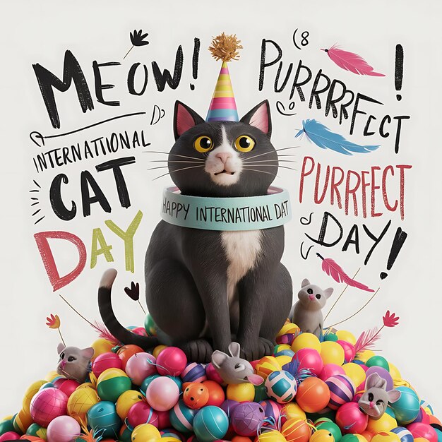 Happy international cat day illustration