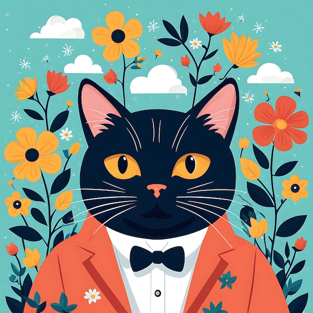 Photo happy international cat day illustration