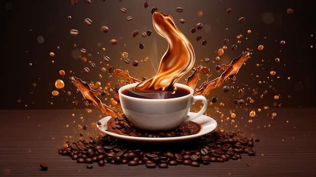 Happy International Coffee banner with coffee splash