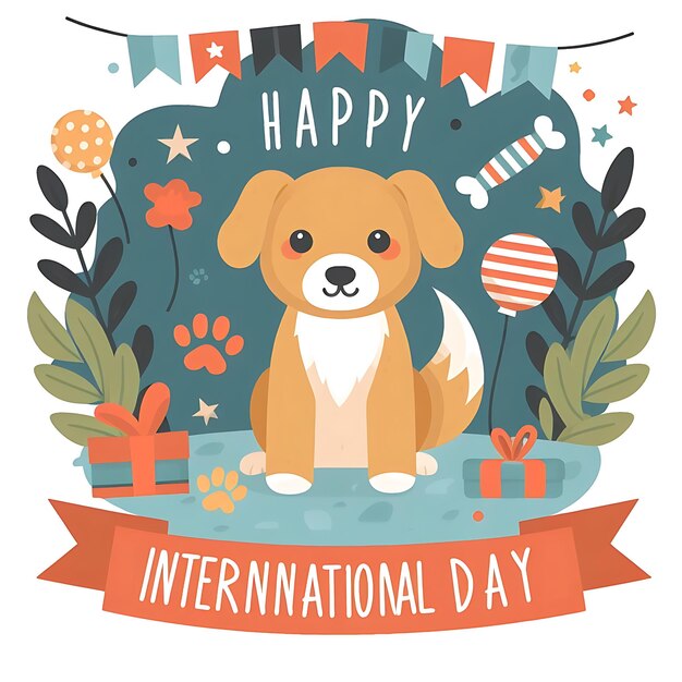 Photo happy international dog day flat illustration