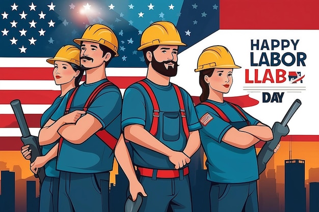 Photo happy international labor day vector illustration design