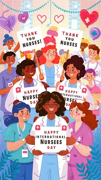 Photo happy international nurses day illustration