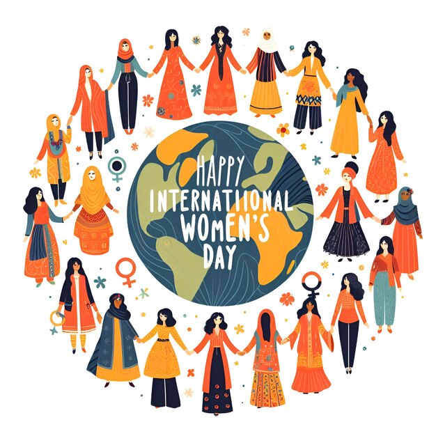 Photo happy international womens day poster ai