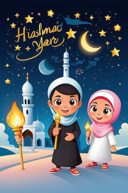 Happy Islamic New Year 1442 Hijriyah Vector Illustration