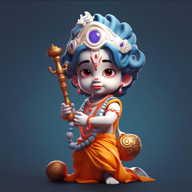 Happy Janmashtami festival Little Cartoon Lord Krishna Digital Background