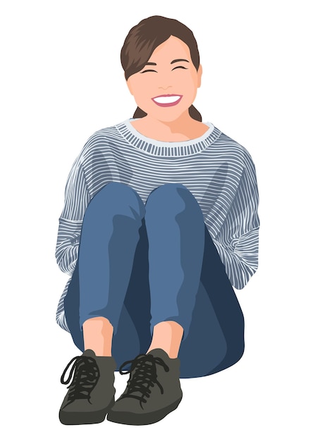 행복한 일본 여성 png 스티커 일러스트 투명한 배경
