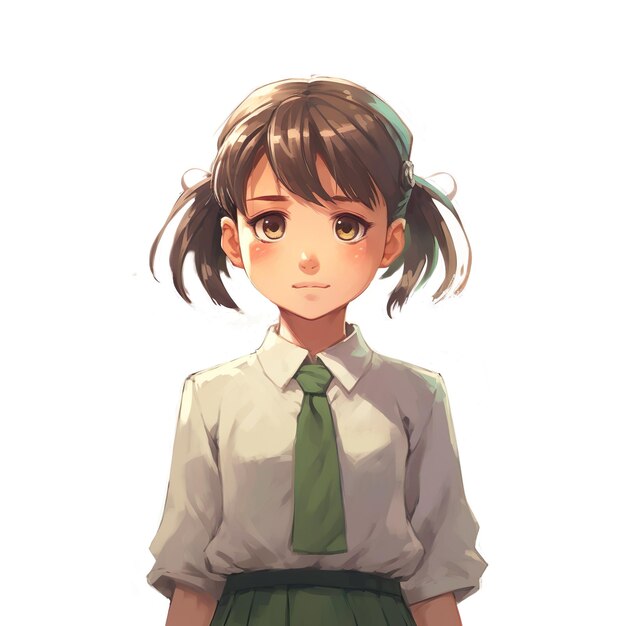 Photo happy kawai anime girl in school uniform generative ai