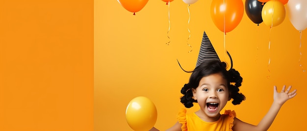 happy kid celebration of halloween party child backgroud with copy space