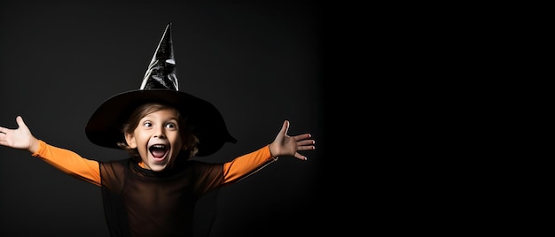 happy kid celebration of halloween party child backgroud with copy space