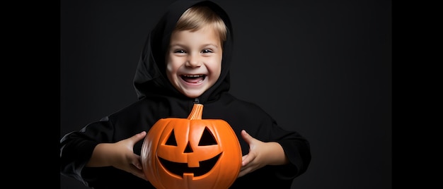 コピー スペースを持つハロウィーン パーティーの子供の背景の幸せな子供のお祝い