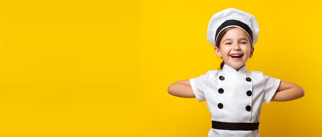 Happy kid chef cook cap backgroud with copy space