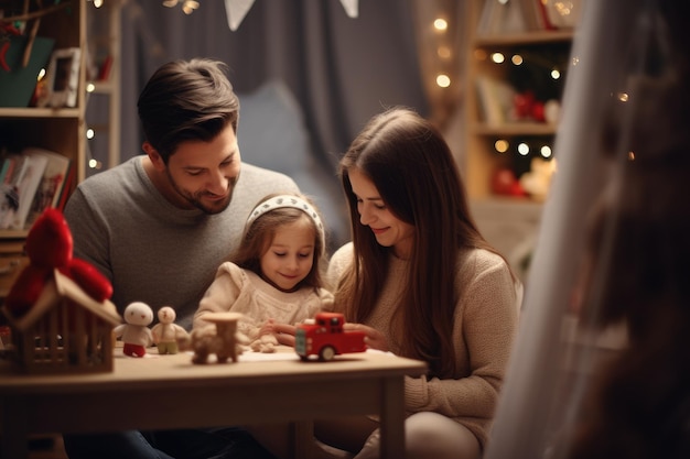 Happy kid playing at home in christmas and new year 2024 holiday comeliness