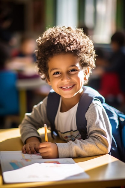 Happy kid with curls