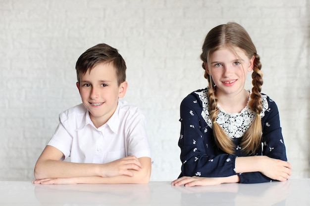 Happy kids boy and girl portrait