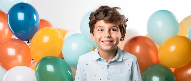 Happy kids Celebrating New Years Party with copy space background Happy birthday child