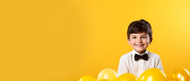 Happy kids celebrating new years party with copy space background happy birthday child