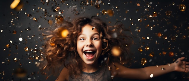 Foto bambini felici che celebrano la festa di capodanno con sfondo con spazio di copia buon compleanno bambino