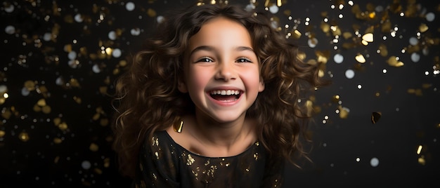 Happy kids Celebrating New Years Party with copy space background Happy birthday child