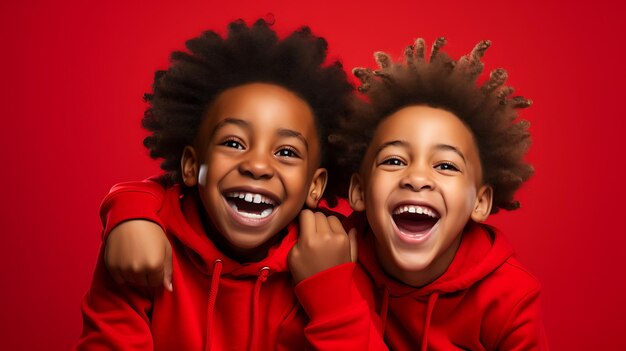 Foto bambini felici che festeggiano il nuovo anno festa con spazio per la copia