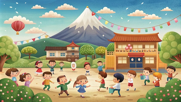 楽しい 学校 の 遊び場 で 幸せ な 子供 たち