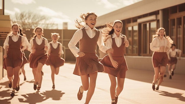 Photo happy kids jumping classes