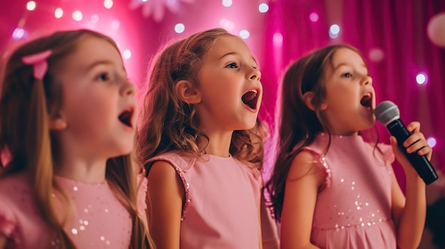 Foto evento sociale di festa di cantanti per bambini felici